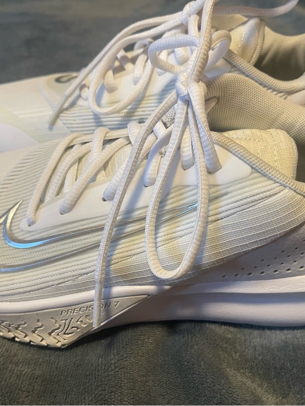 Nike Precision VII Basketball Mens/Boys White Smoke Grey  FN4322-100 SIZE 6